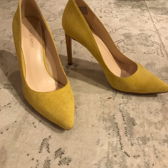 Nine West Yellow Suede Tatiana Heel - Picture 2 of 9